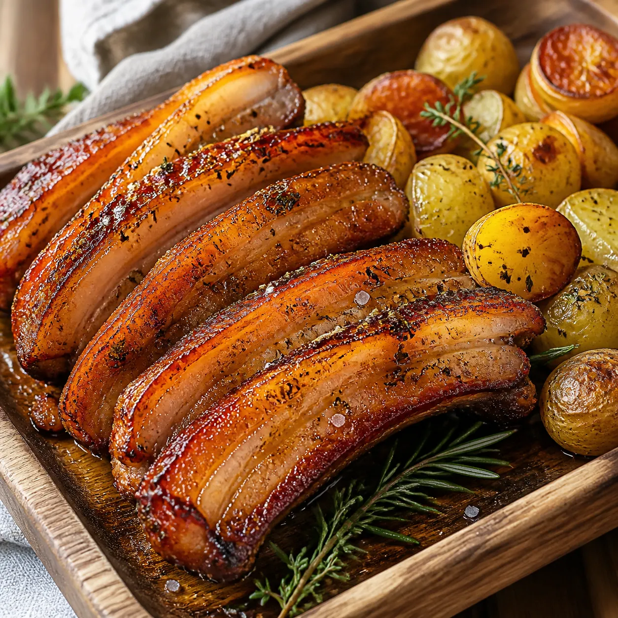 Panceta al horno con miel y mostaza: receta fácil y crujiente